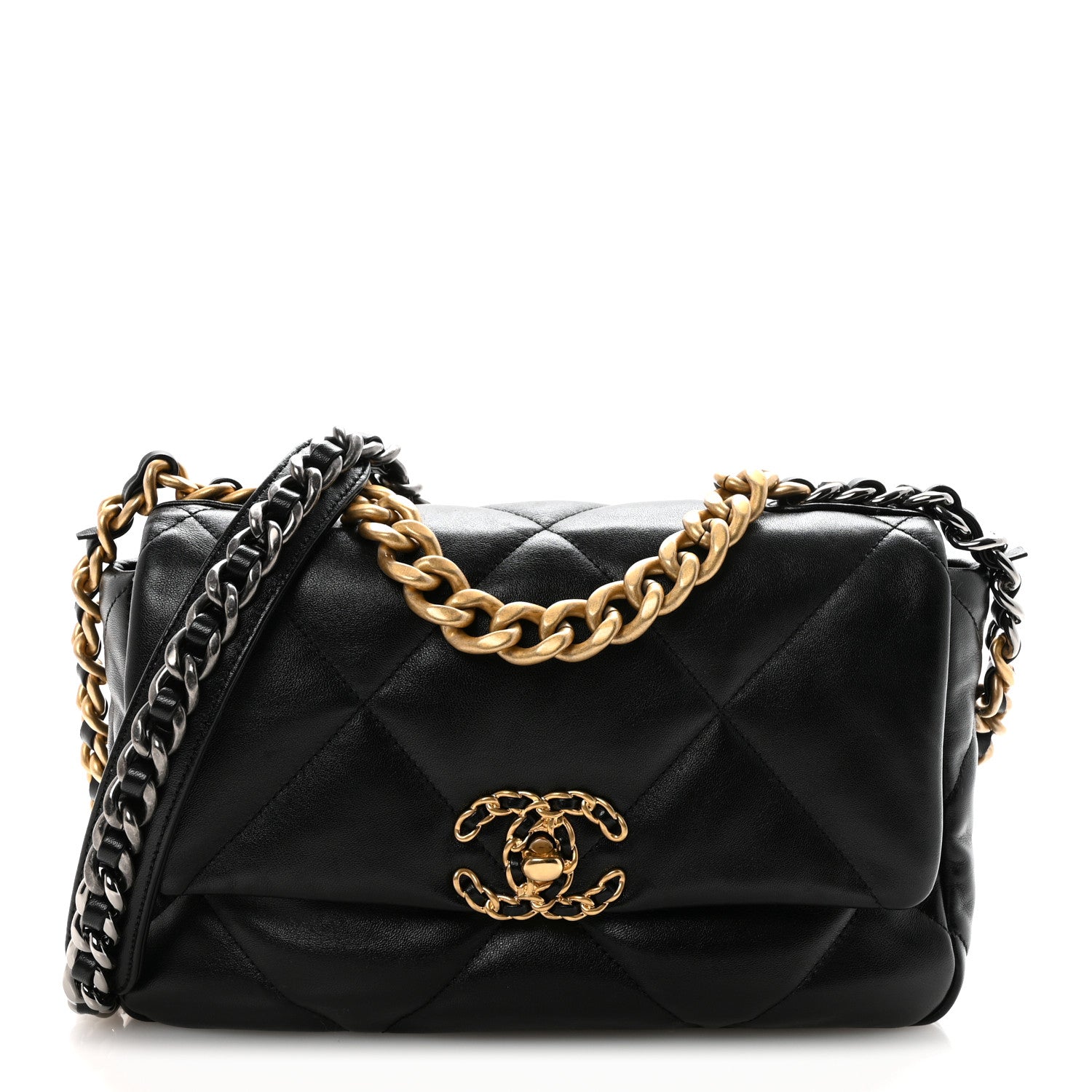 Chanel Goatskin Quilted Medium Chanel 19 Flap Black 1 of 10