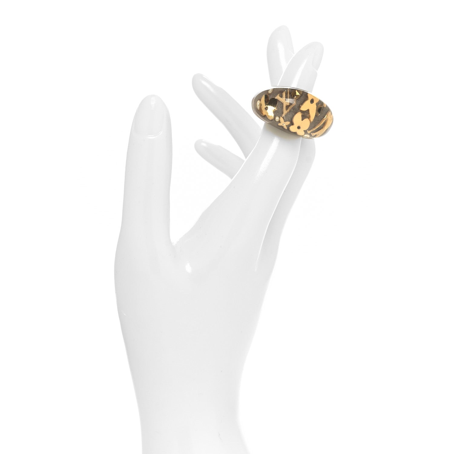 Louis Vuitton Resin Swarovski Crystal Inclusion Ring M Beige 2 of 4