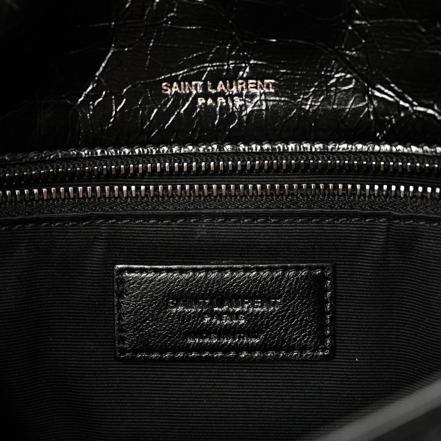 Crinkled Calfskin Matelasse Monogram Medium Niki Chain Satchel Black