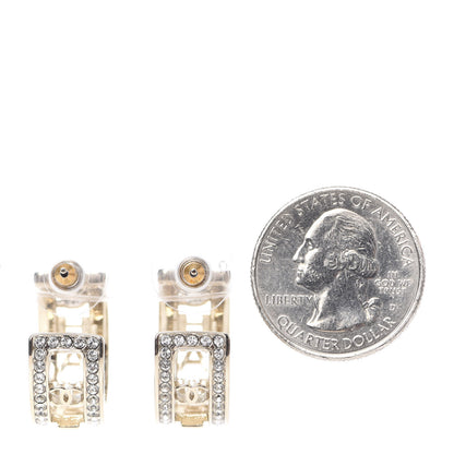 Chanel Metal Crystal Bow-tiful CC Hoop Earrings Gold 3 of 5