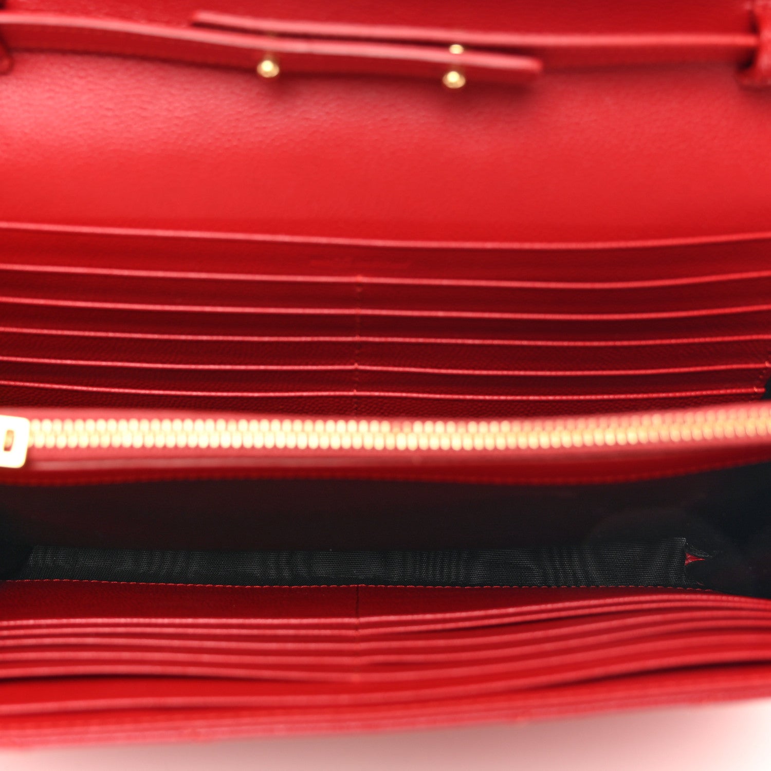 Saint Laurent Grain De Poudre Matelasse Chevron Cassandre Chain Wallet New Red 6 of 10
