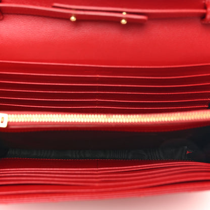 Saint Laurent Grain De Poudre Matelasse Chevron Cassandre Chain Wallet New Red 6 of 10