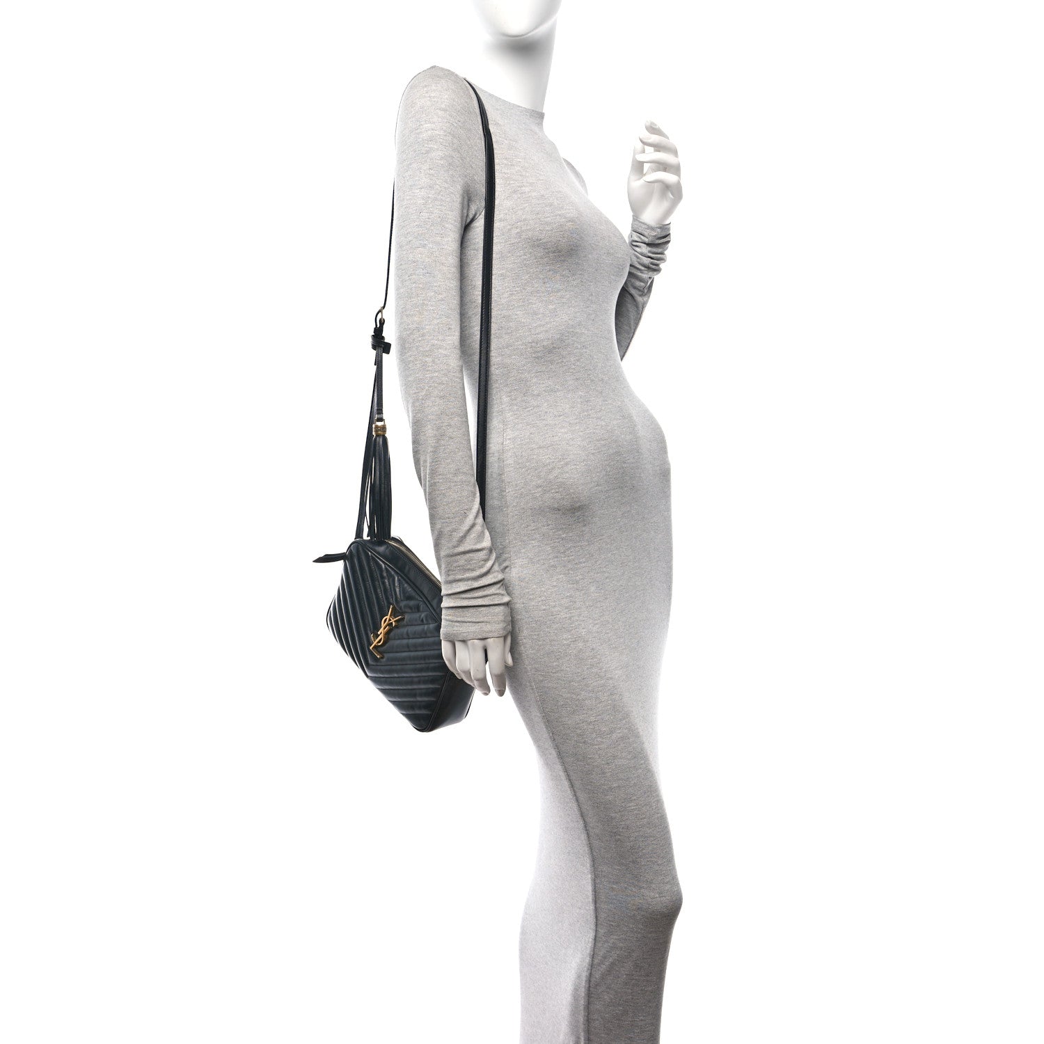 Saint Laurent Calfskin Matelasse Monogram Lou Camera Bag Black 3 of 13