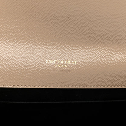Saint Laurent Grain De Poudre Textured Mixed Matelasse Triquilt Monogram Clutch Dark Beige 5 of 7