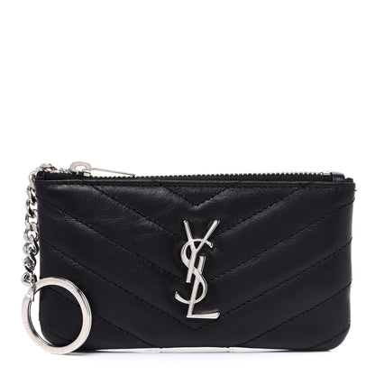 Saint Laurent Calfskin Matelasse Monogram Key Pouch Black 1 of 9