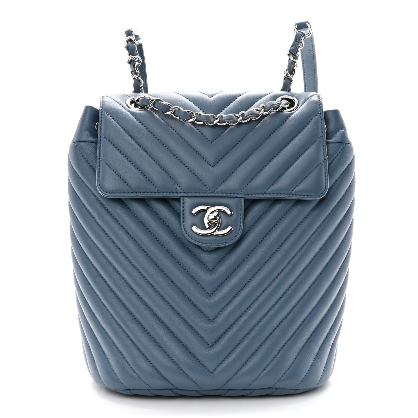 Calfskin Chevron Quilted Small Urban Spirit Backpack Light Blue