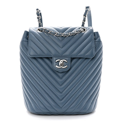Chanel Calfskin Chevron Quilted Small Urban Spirit Backpack Light Blue 1 of 10