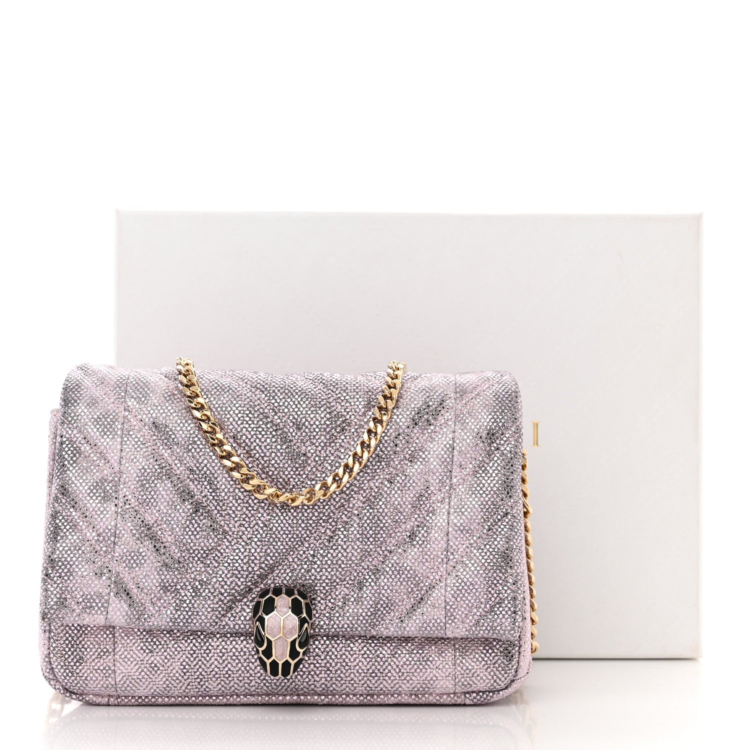 Bulgari Metallic Karung Matelasse Mini Serpenti Cabochon Crossbody Rosa Di Francia 11 of 11