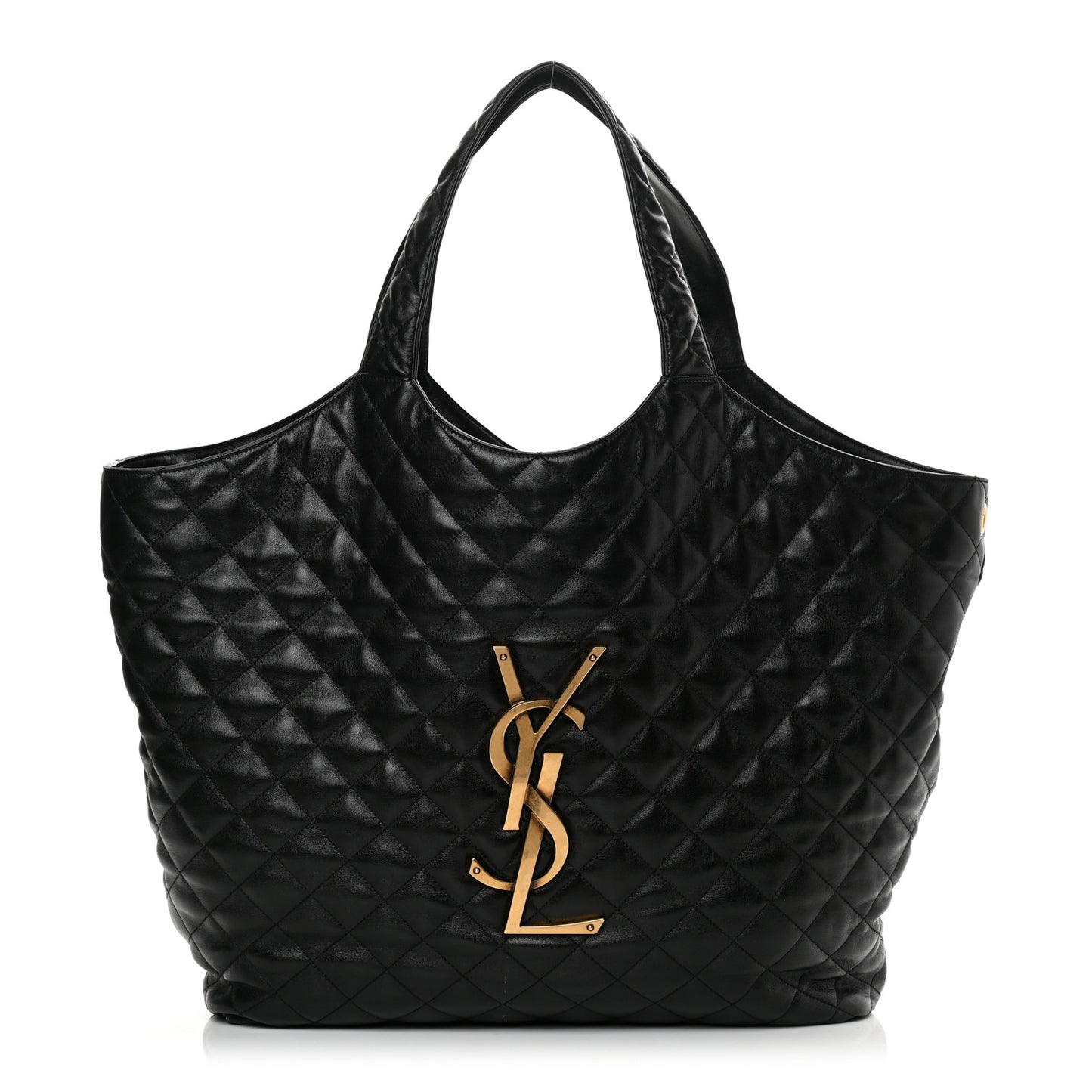 Lambskin Quilted Maxi Icare Shopping Tote Black