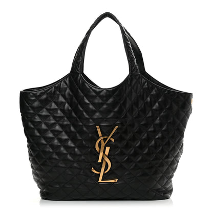 Saint Laurent Lambskin Quilted Maxi Icare Shopping Tote Black 3 of 12