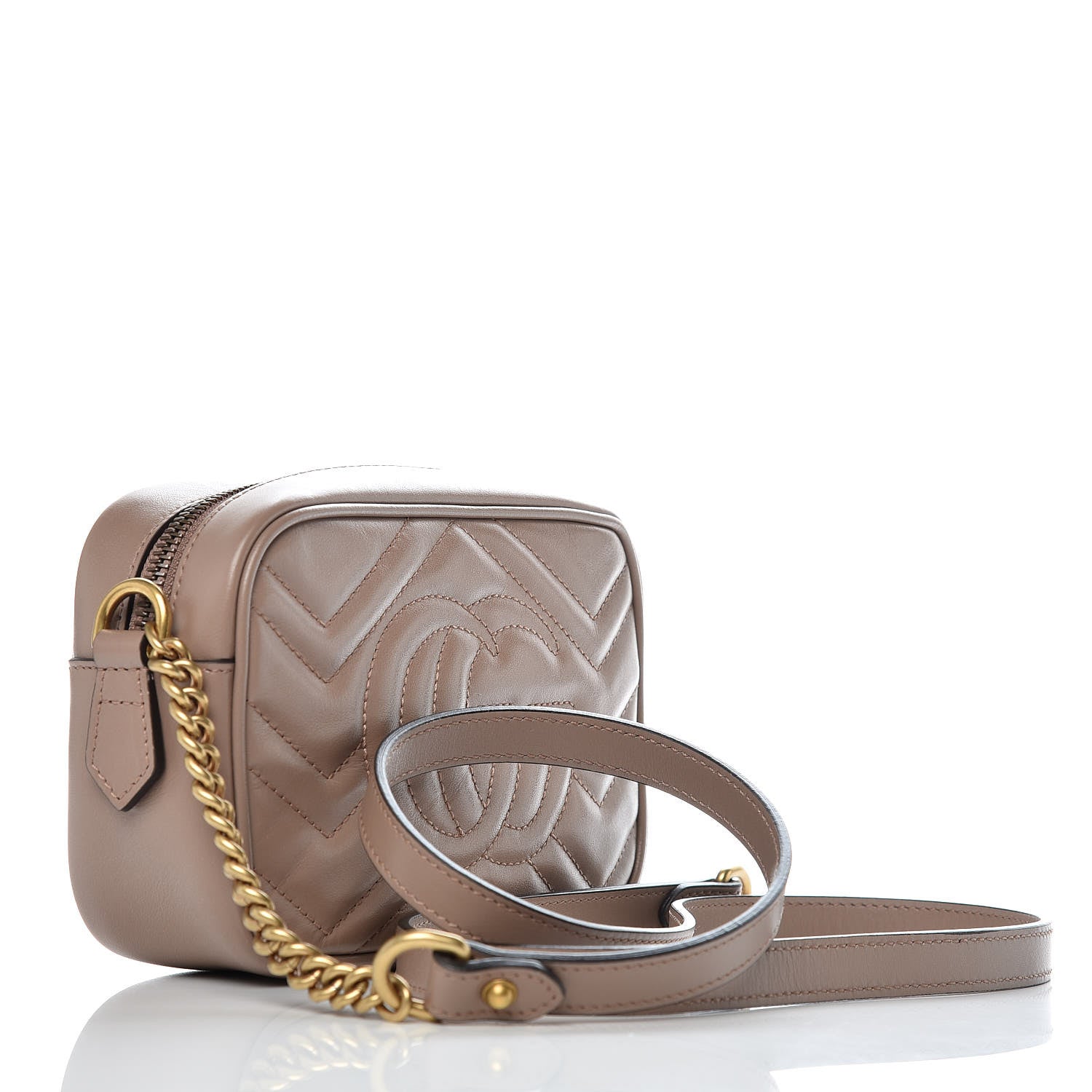 Gucci Calfskin Matelasse Mini GG Marmont Chain Shoulder Bag Porcelain Rose 3 of 9