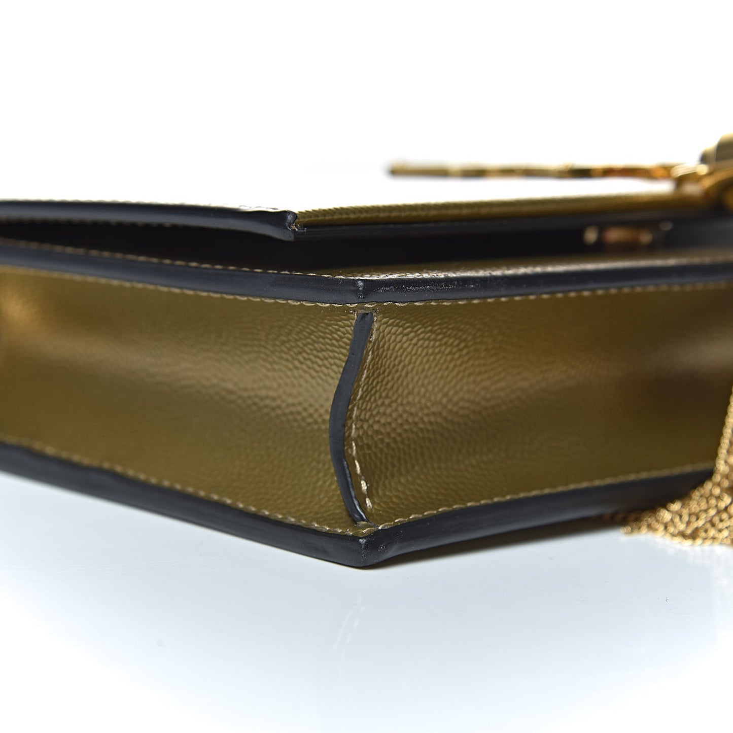 Metallic Grain De Poudre Kate Monogram Tassel Chain Wallet Gold