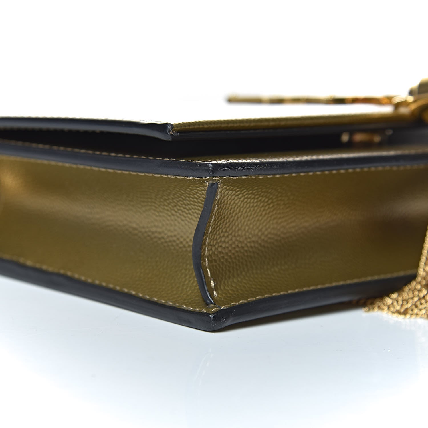 Saint Laurent Metallic Grain De Poudre Kate Monogram Tassel Chain Wallet Gold 3 of 11