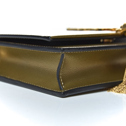 Saint Laurent Metallic Grain De Poudre Kate Monogram Tassel Chain Wallet Gold 3 of 11