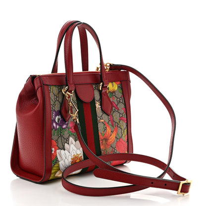 Gucci GG Supreme Monogram Flora Web Small Ophidia Tote Bag Red 3 of 10