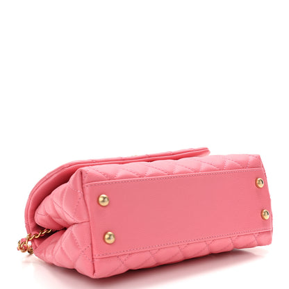 Chanel Caviar Lizard Embossed Quilted Mini Coco Handle Flap Pink 4 of 10