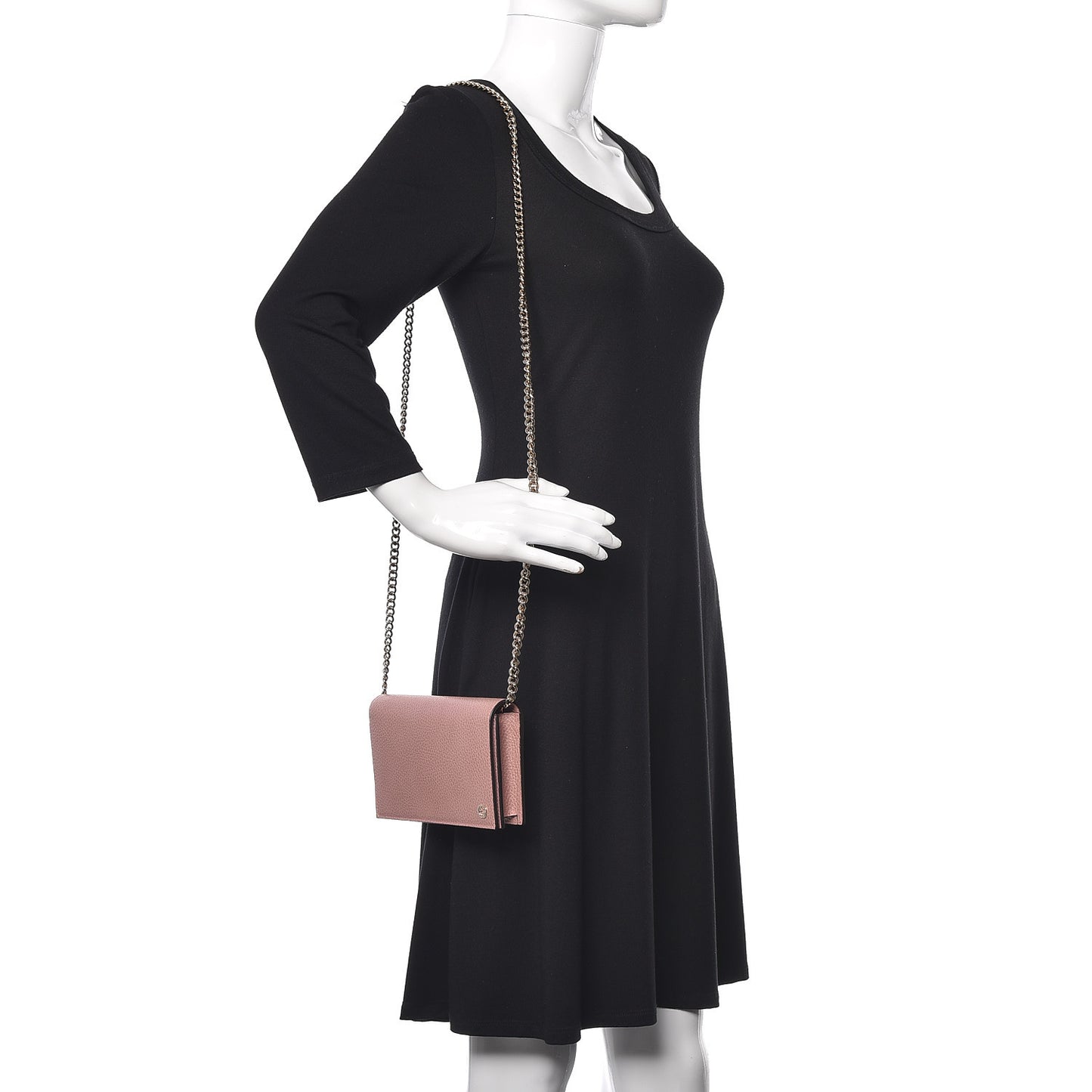 Dollar Calfskin Medium Betty Chain Wallet Soft Pink