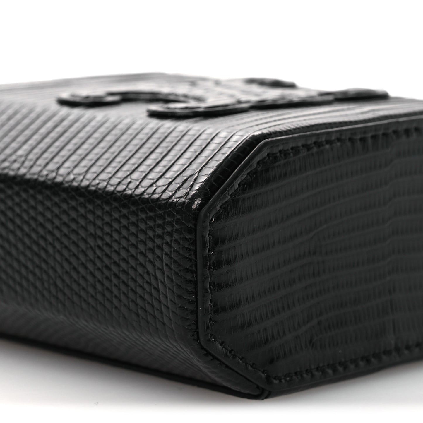 Lizard  Triomphe Mini Vanity Case Black