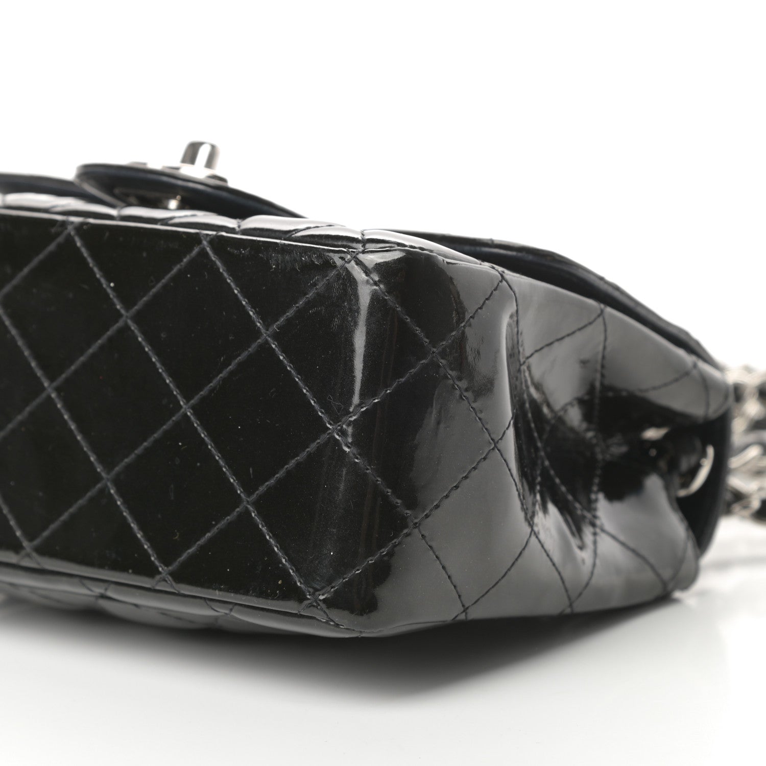 Chanel Patent Calfskin Sparkle Quilted Mini Square Flap Black 10 of 14