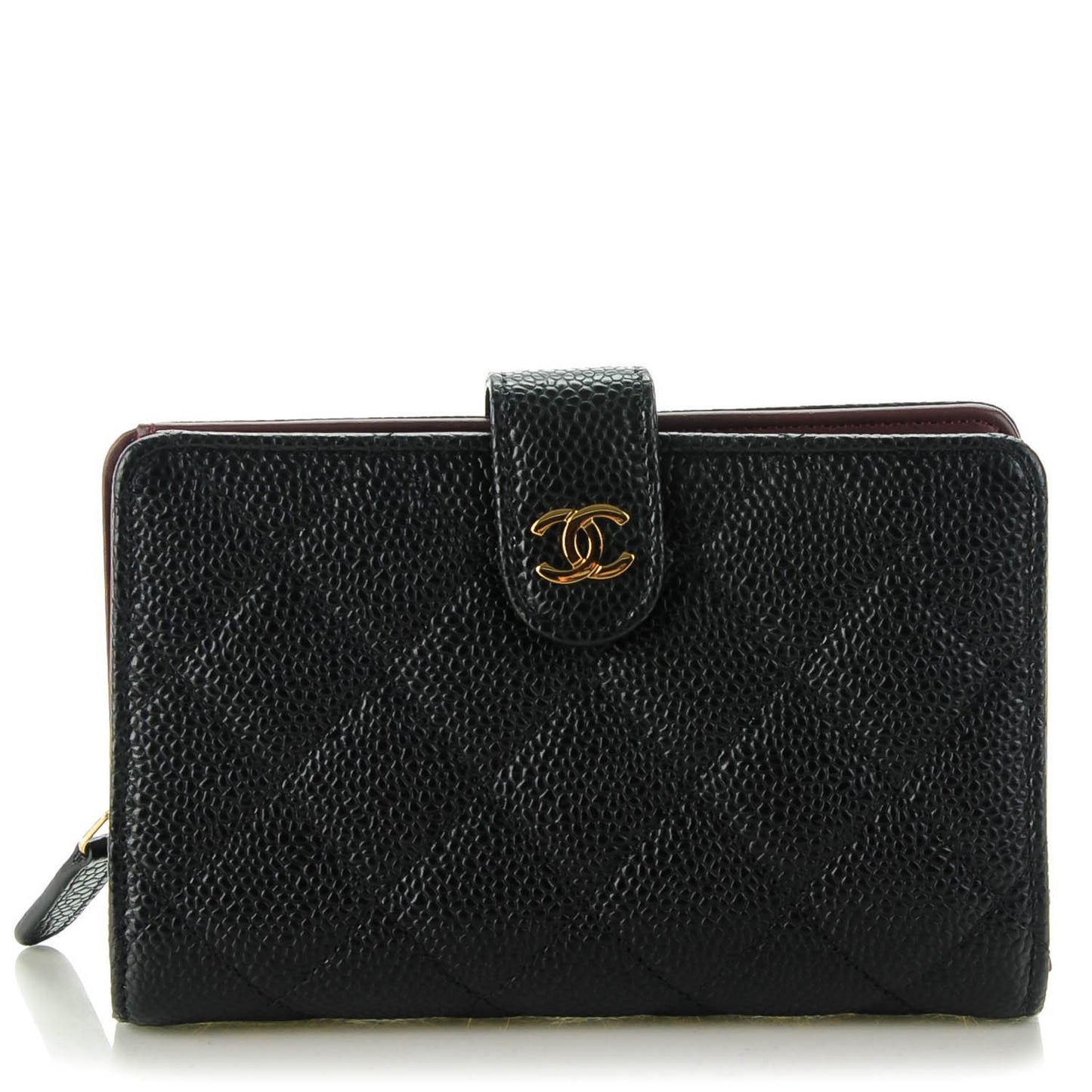 Caviar Quilted Zipped Pocket Wallet Black