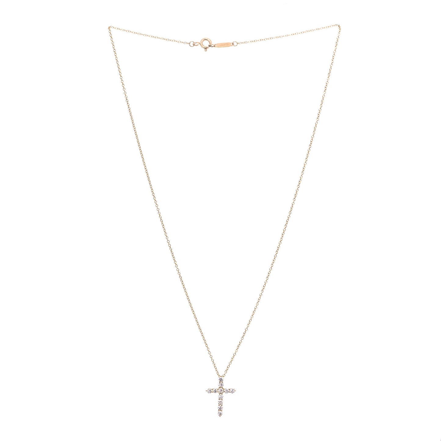 18K Yellow Gold Diamond Small Cross Pendant Necklace