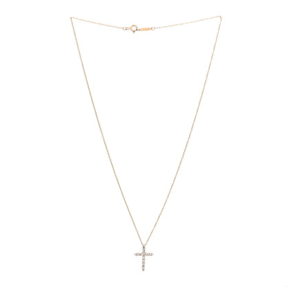 Tiffany 18K Yellow Gold Diamond Small Cross Pendant Necklace 3 of 6