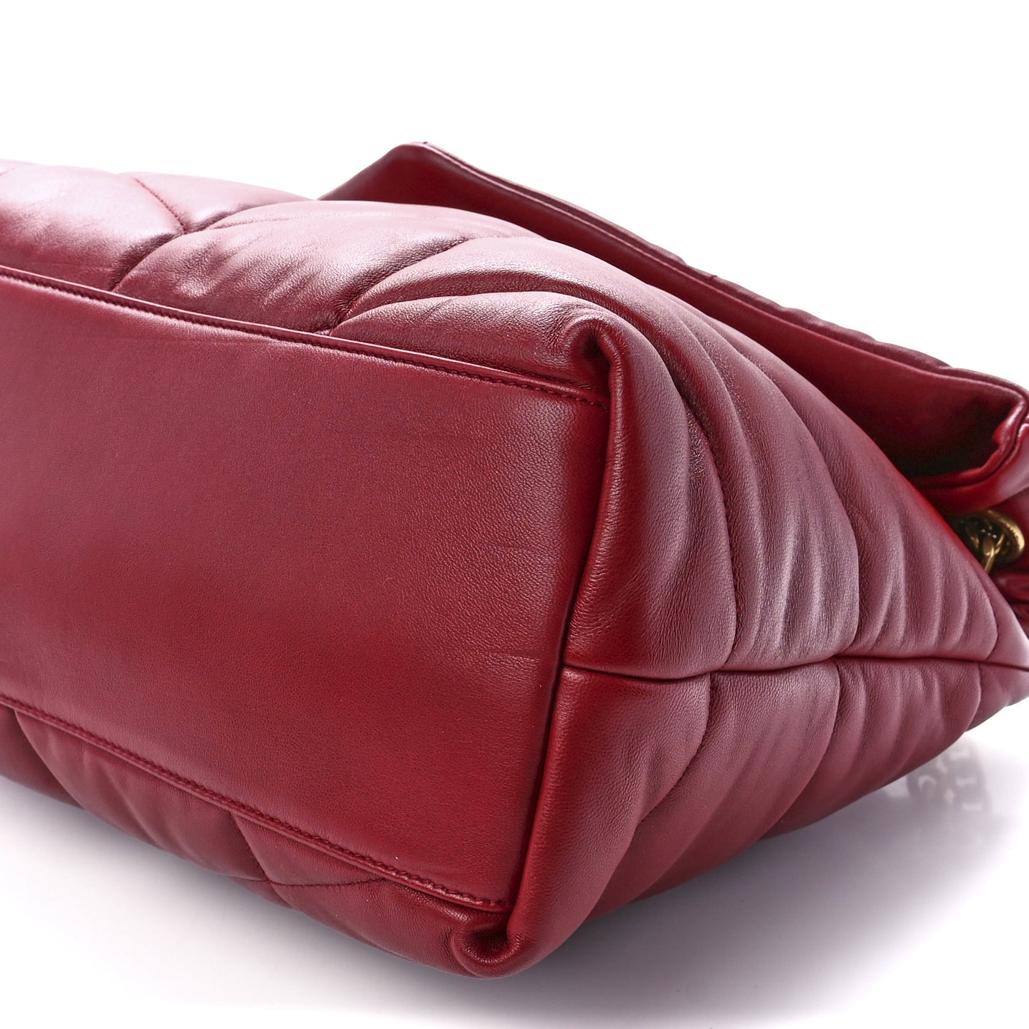 Lambskin Quilted Medium Loulou Puffer Monogram Chain Satchel Opyum Red