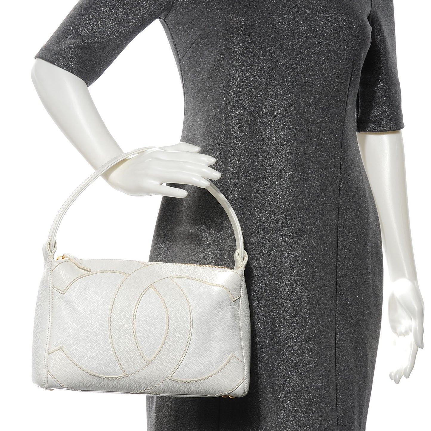 Caviar CC Stitched Hobo White
