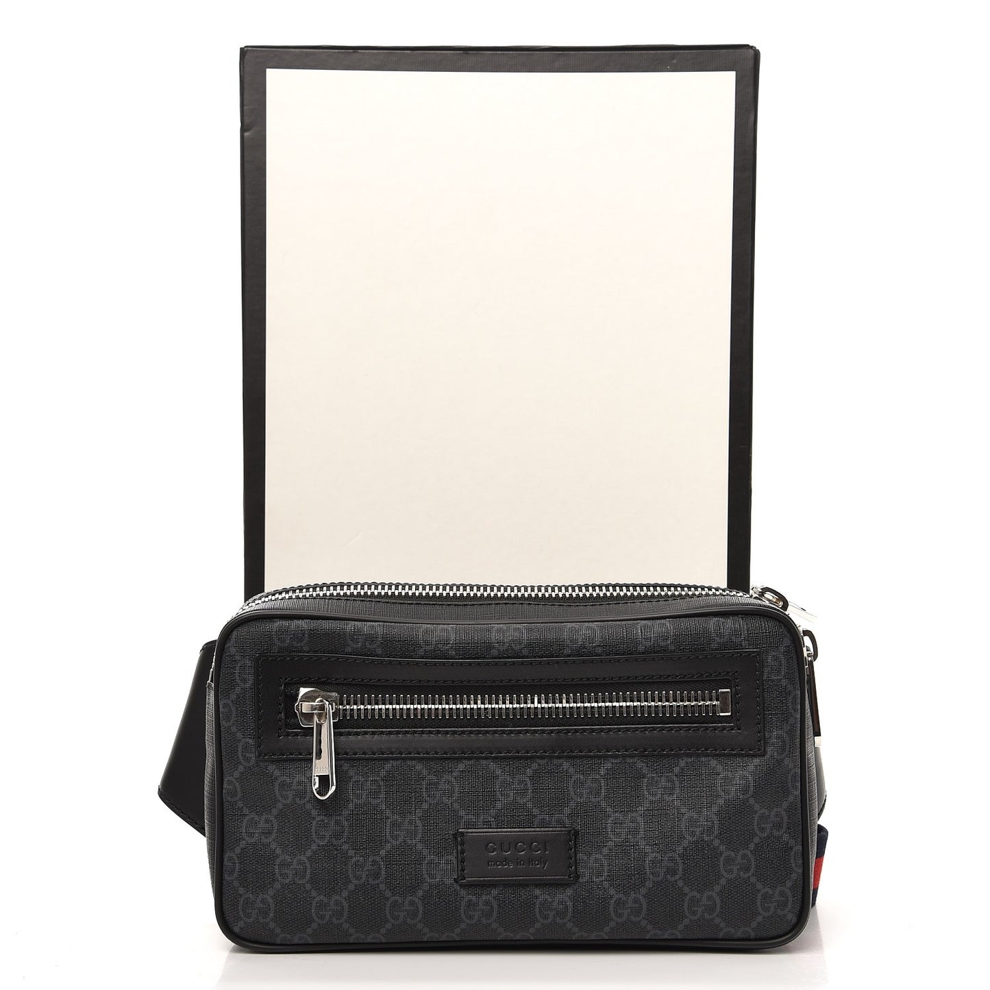 Soft GG Supreme Monogram Web Belt Bag Black Grey