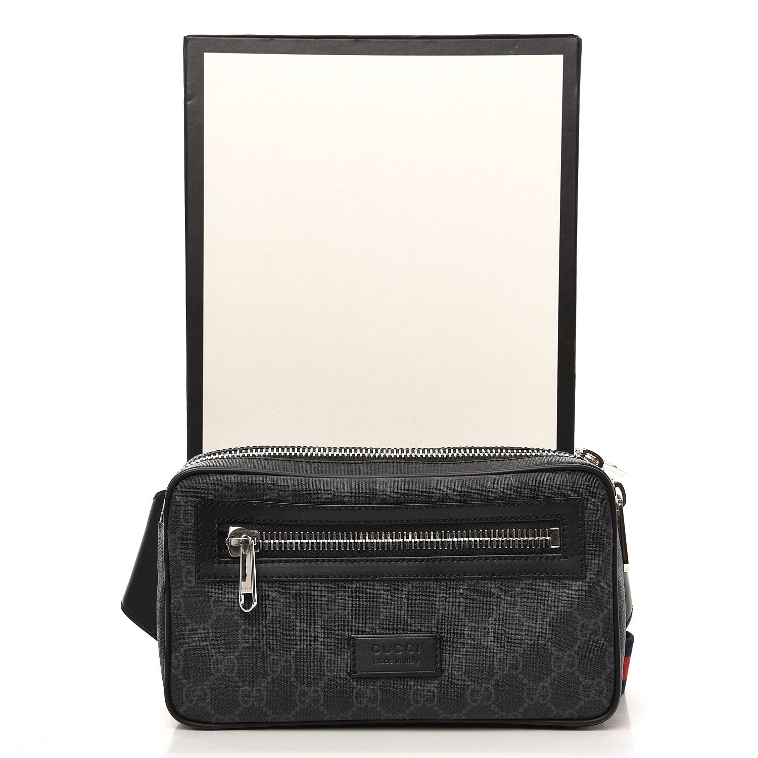 Gucci Soft GG Supreme Monogram Web Belt Bag Black Grey 9 of 9