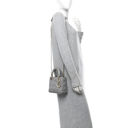 Christian Dior Metallic Lambskin Cannage Mini Lady Dior Grey 2 of 10