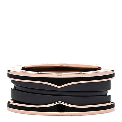 Bulgari 18K Rose Gold Black Ceramic Matte B.Zero1 Two-Band Ring 51 5.75 3 of 6