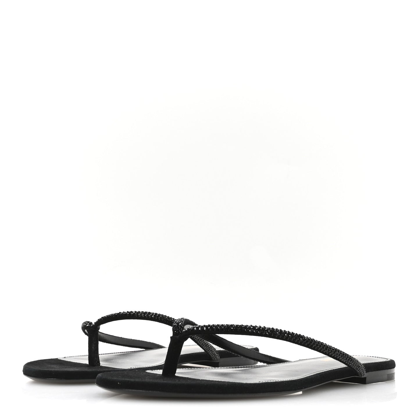 Kid Suede Strass Crystal Embellished Joni 05 Flat Sandals 39 Black