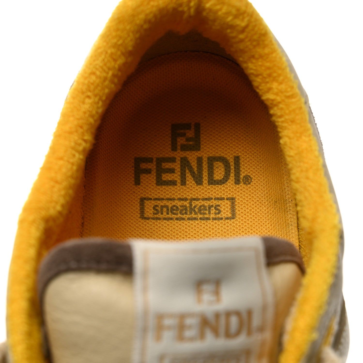 Fendi Calfskin Suede Fendi Match Low Top Sneakers 38.5 Dodo Straw Yellow 7 of 9