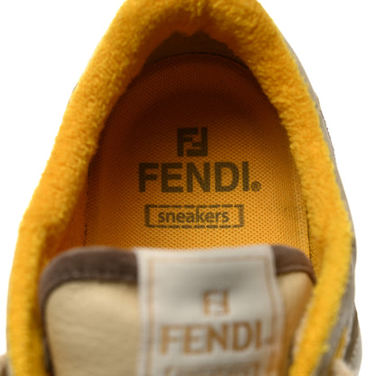 Fendi Calfskin Suede Fendi Match Low Top Sneakers 38.5 Dodo Straw Yellow 7 of 9