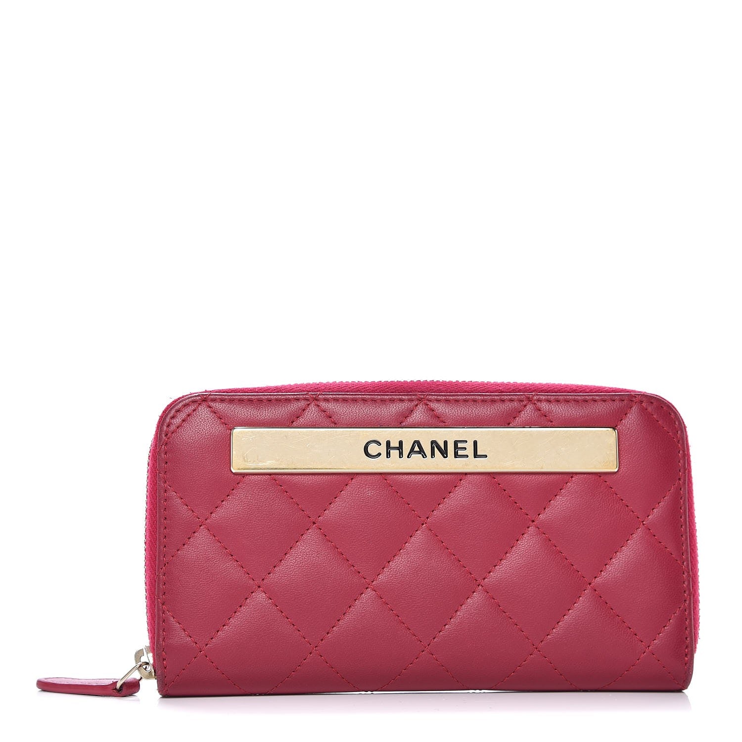 Chanel Lambskin Quilted Small Trendy CC Zip Around Wallet Dark Pink 1 of 10