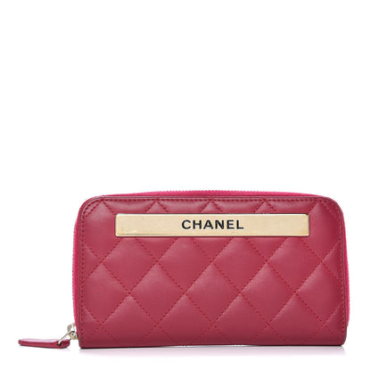 Chanel Lambskin Quilted Small Trendy CC Zip Around Wallet Dark Pink 1 of 10