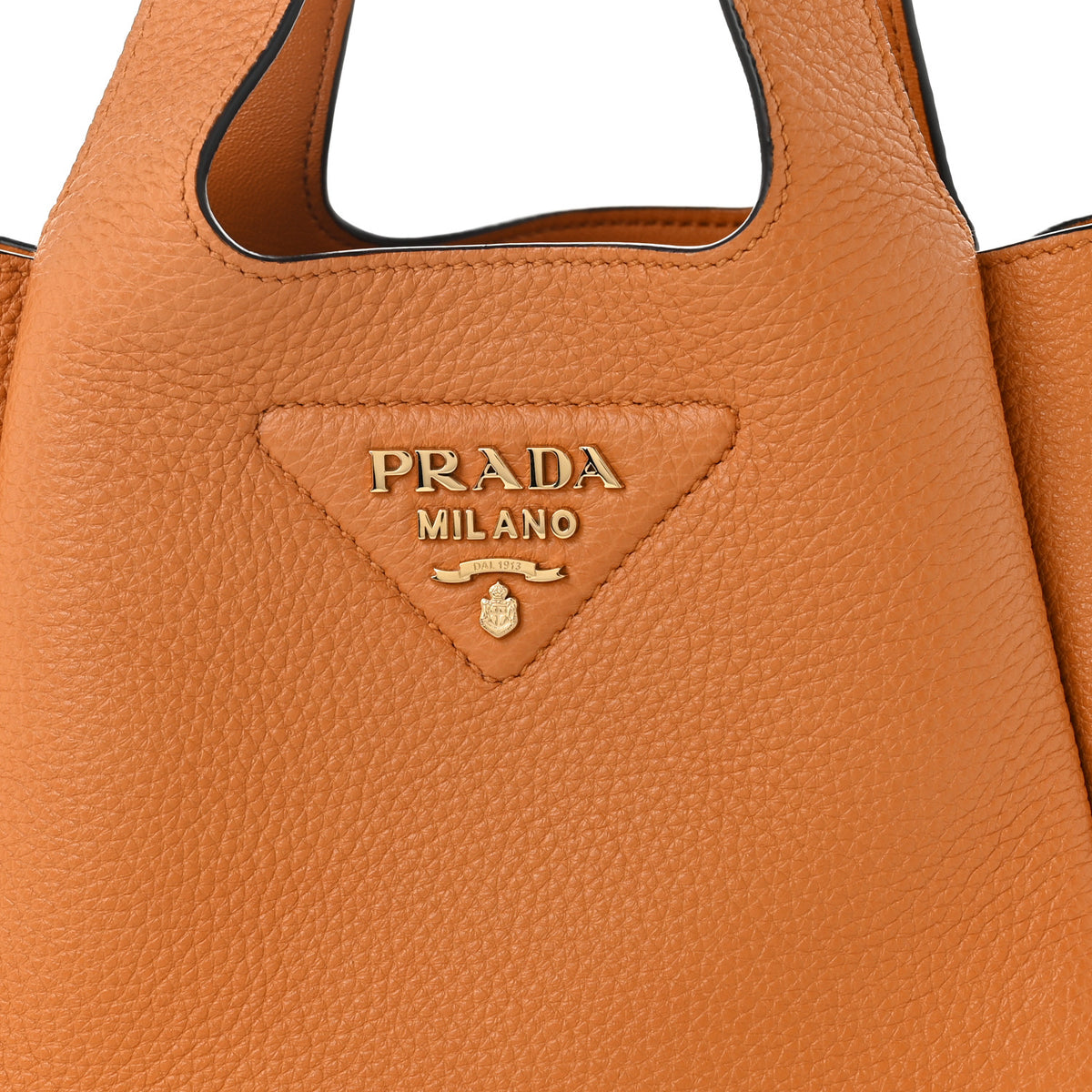 Prada Vitello Daino Soft Mini Dynamique Tote Ambra 7 of 9