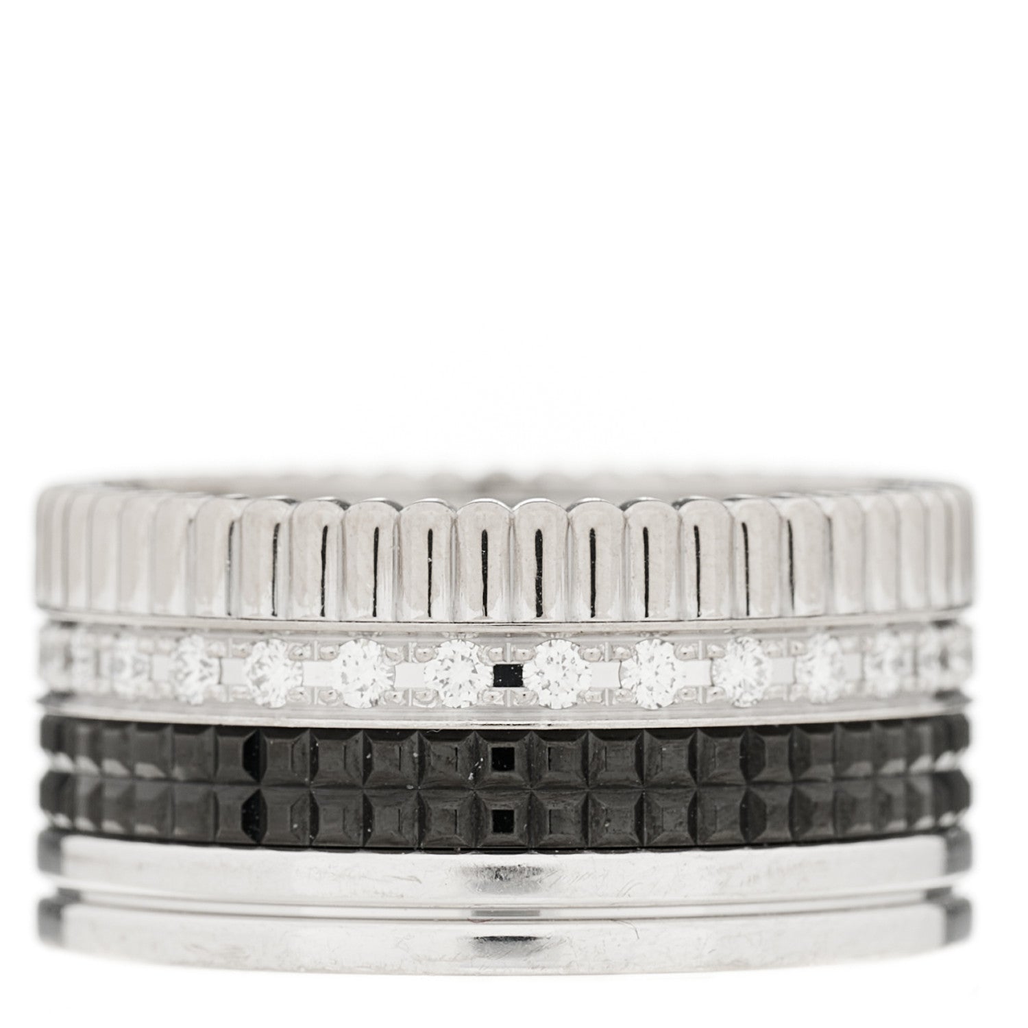 Boucheron 18K White Gold Diamond PVD Large Quatre Classique Ring 63 10.5 1 of 8