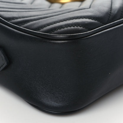 Gucci Calfskin Matelasse Small GG Marmont Chain Shoulder Bag Black 8 of 9