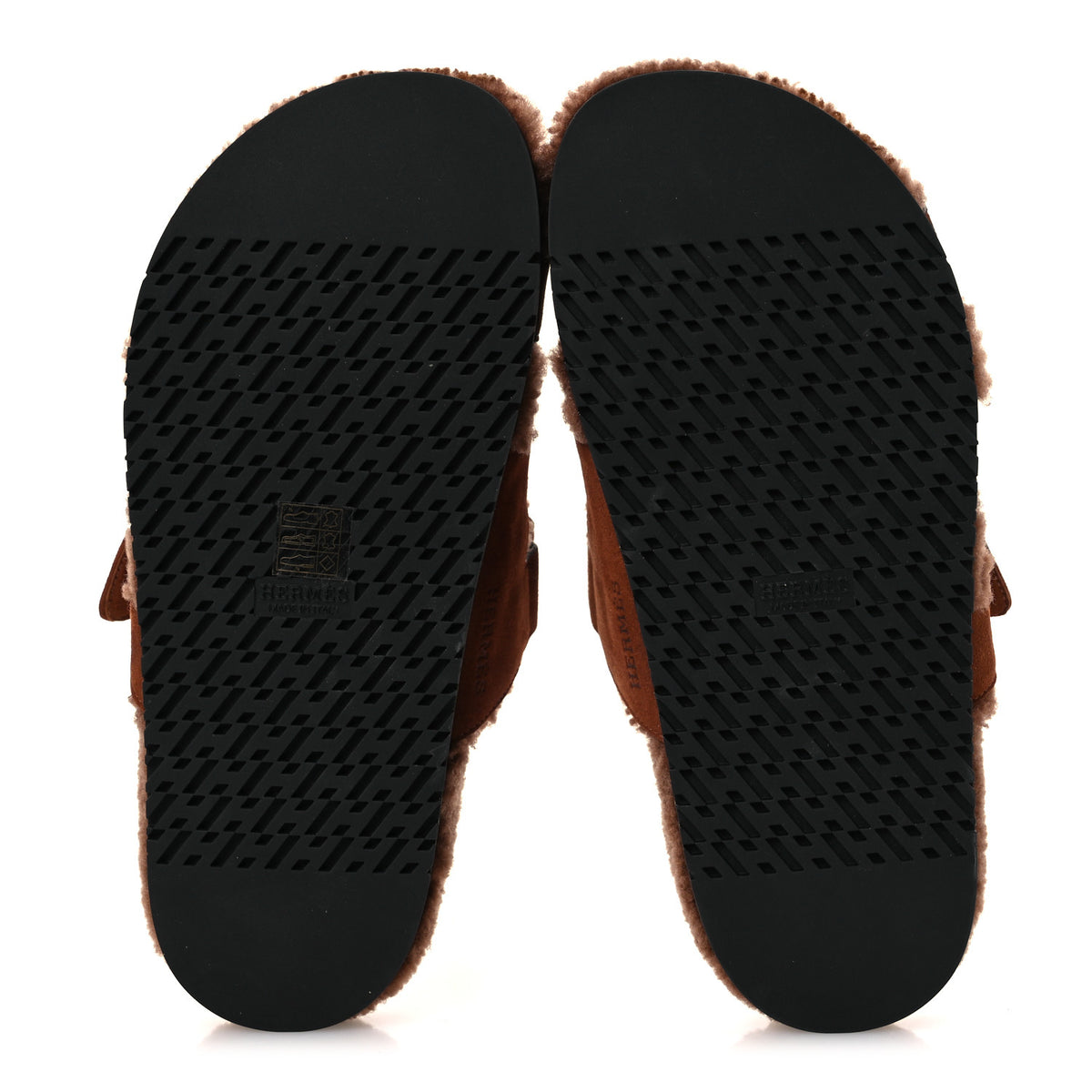 Hermes Suede Goatskin Shearling Womens Chypre Sandals 40 Gold 7 of 10