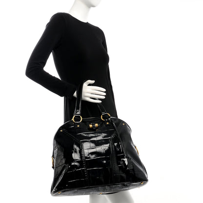 Saint Laurent Patent Croc Oversized Muse Black 2 of 7