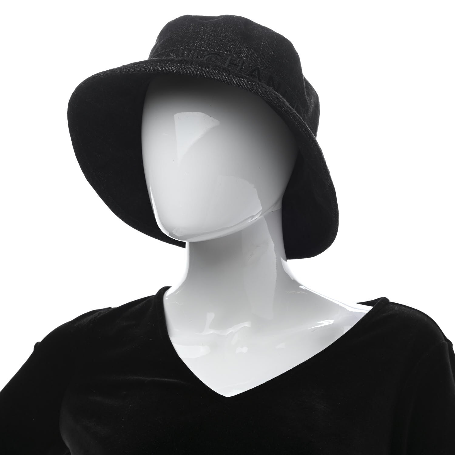 Chanel Denim Logo Bucket Hat L Black 2 of 11