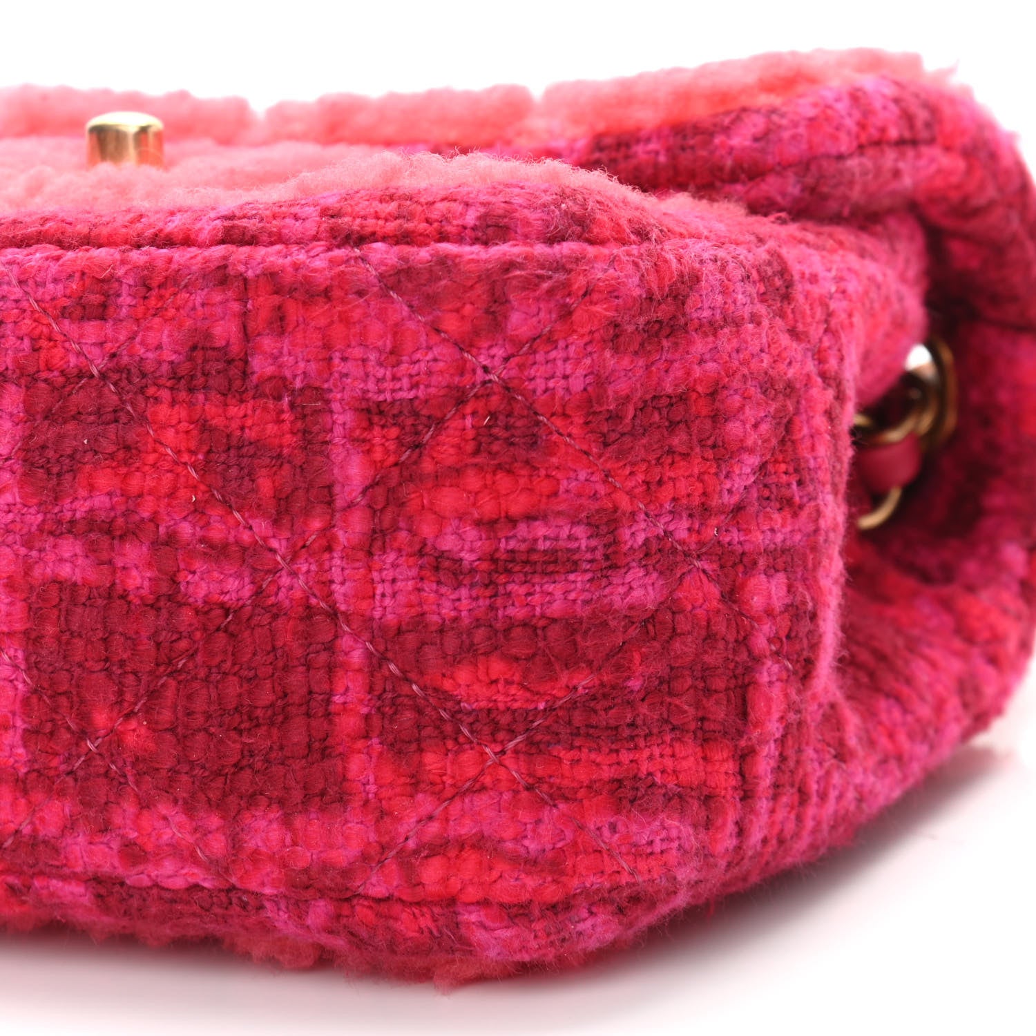 Chanel Shearling Tweed Quilted Mini Square Flap Bag Pink 10 of 12