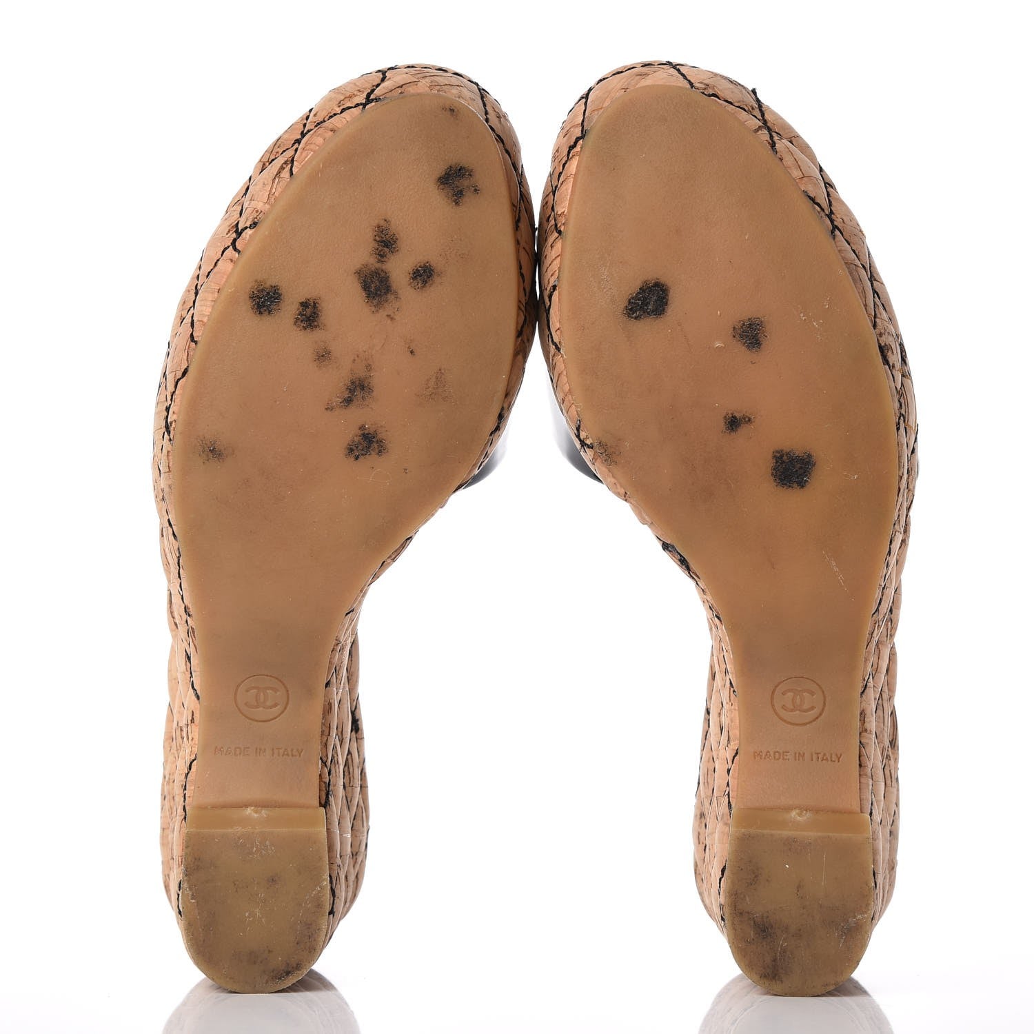 Chanel Patent Cork Quilted CC Wedge Mule Sandals 38 Black 7 of 21