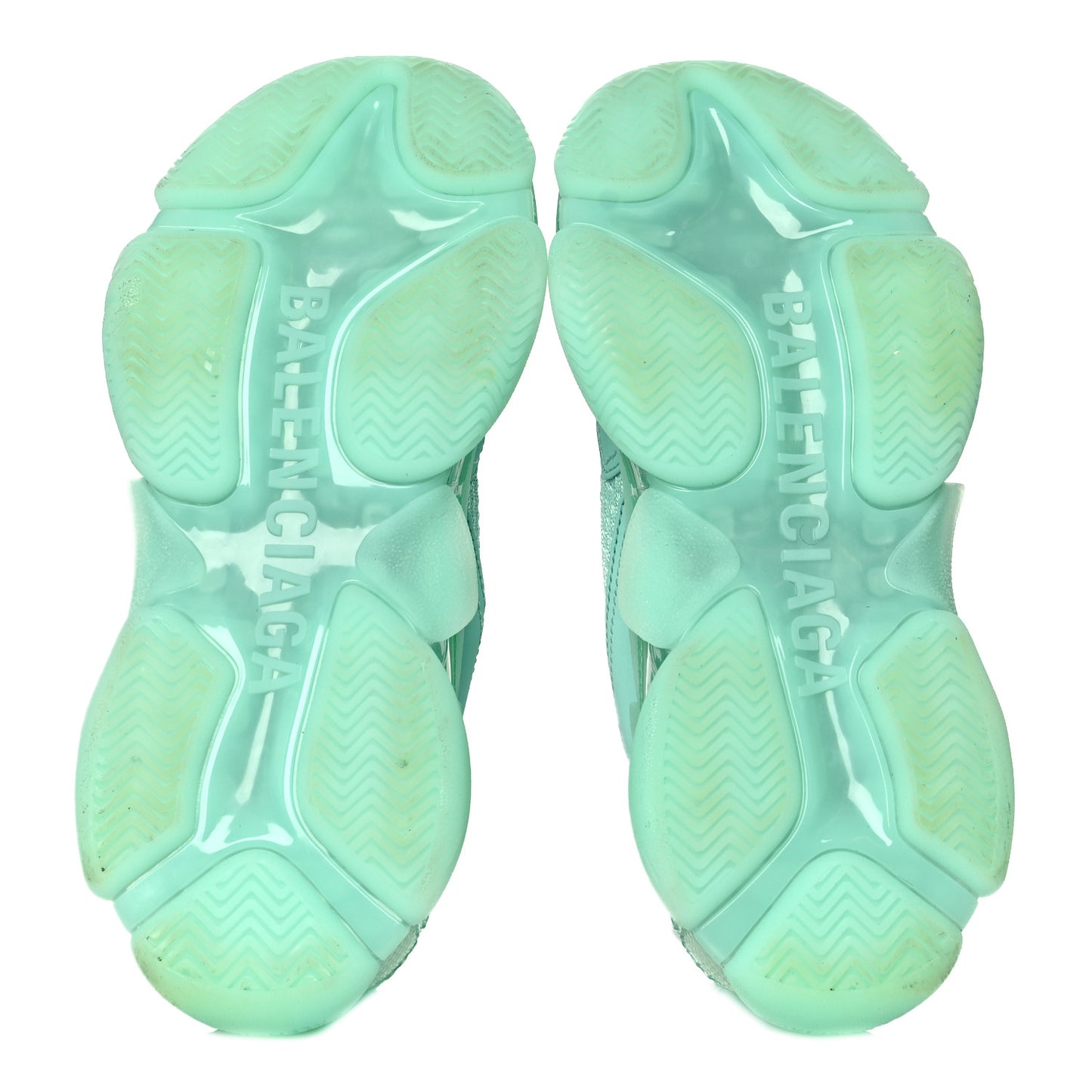 Fabric Mesh Clear Sole Womens Triple S Sneakers 38 Mint