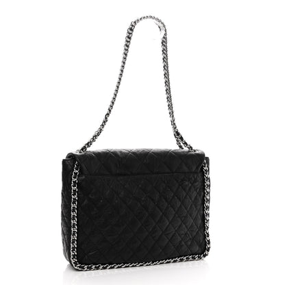 Chanel Washed Lambskin Quilted Maxi Chain Around Flap Black 3 of 10