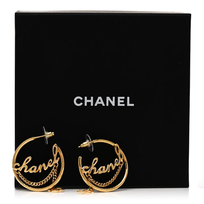 Chanel Metal Chain CC Hoop Earrings Gold 5 of 5