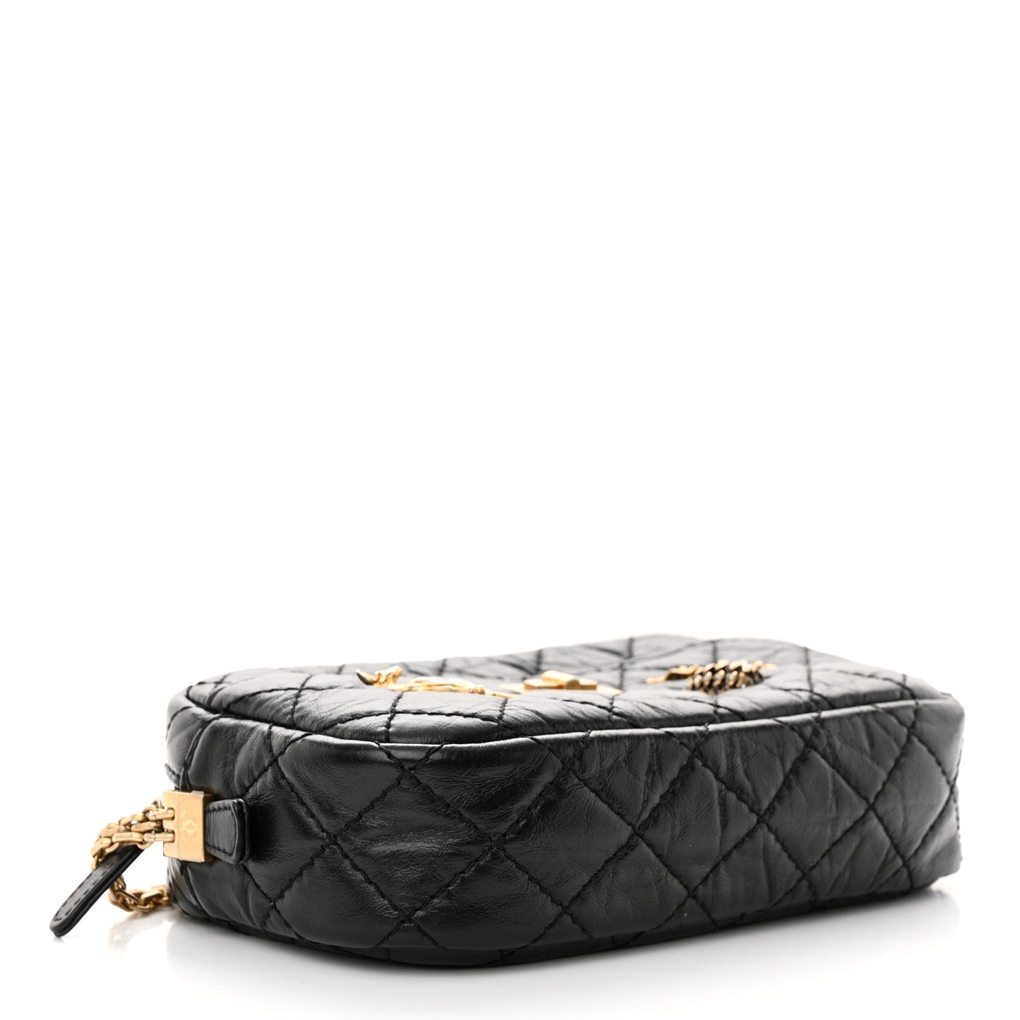 Aged Calfskin Quilted Mini Reissue Camera Case Black