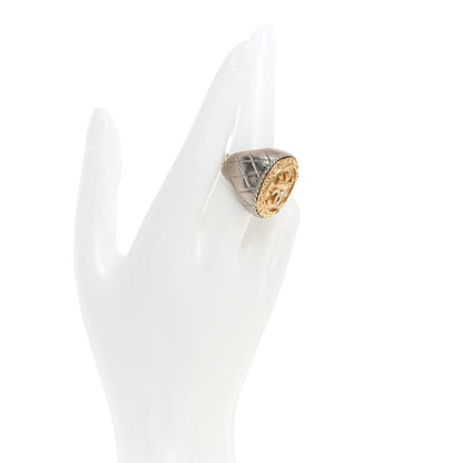 Chanel Crystal CC Crown Signet Ring 54 6.75 Gold 2 of 5